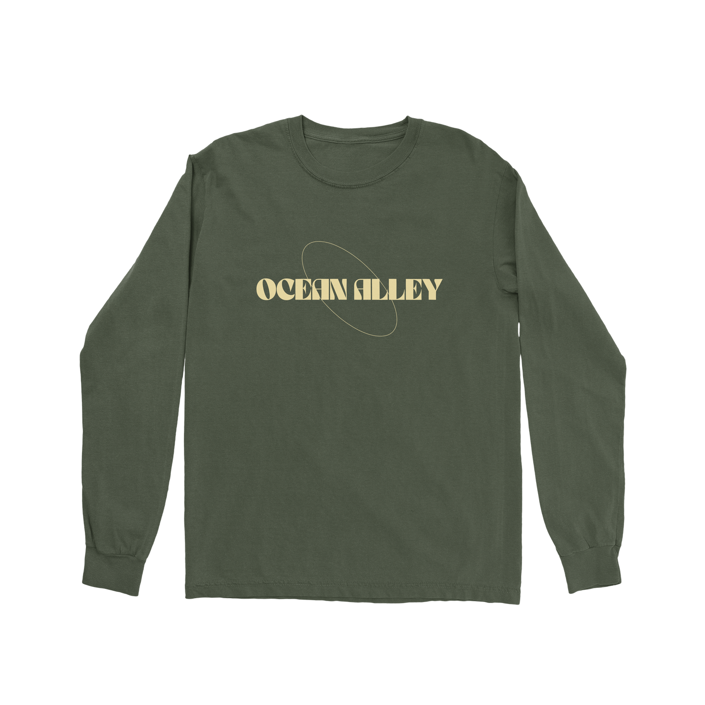Dark Green Logo Long Sleeve T-Shirt featuring Ocean Alley design on the front