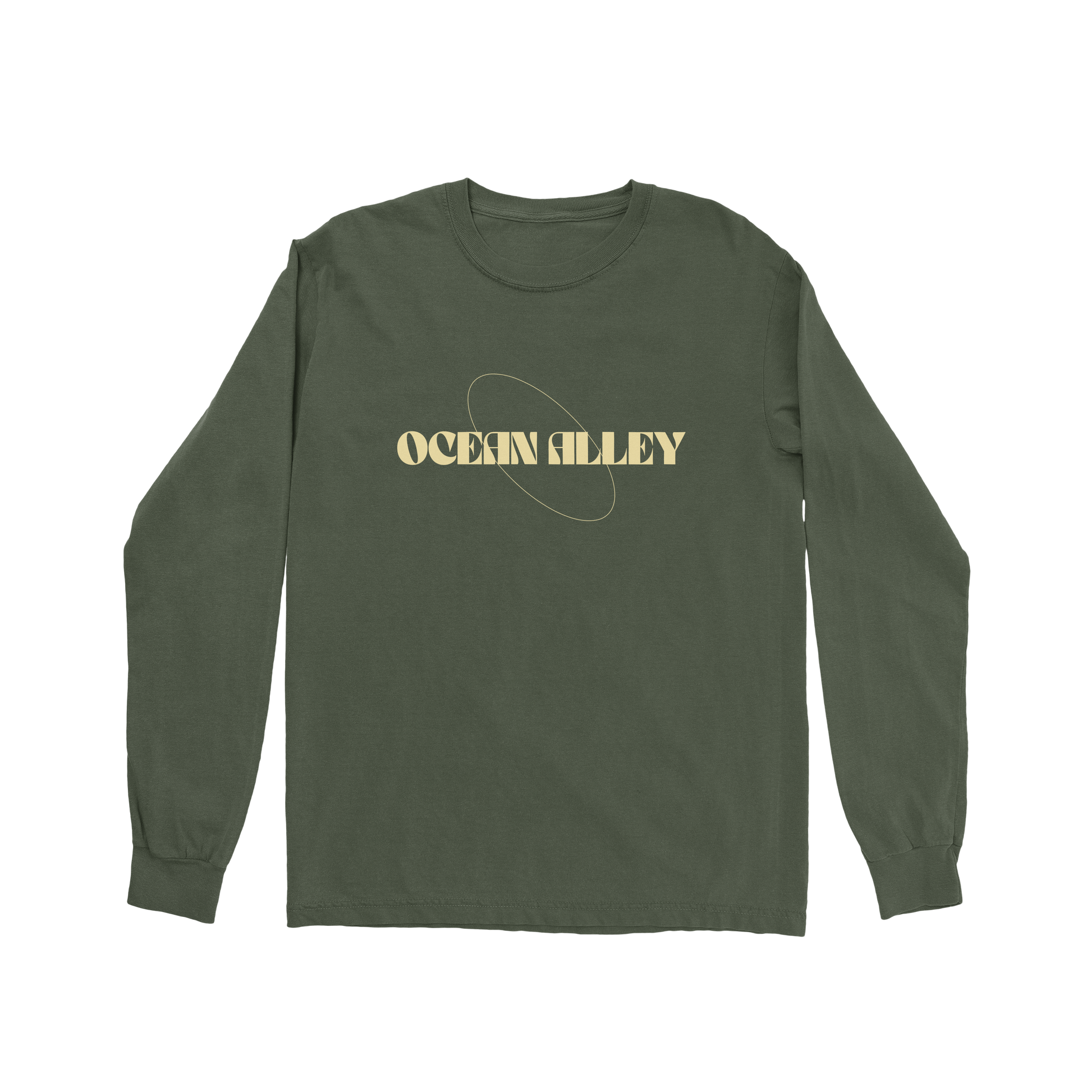 Dark Green Logo Long Sleeve T-Shirt featuring Ocean Alley design on the front