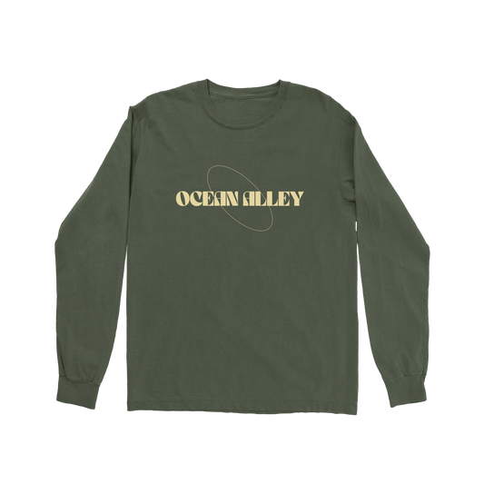 Dark Green Logo Long Sleeve T-Shirt featuring Ocean Alley design on the front
